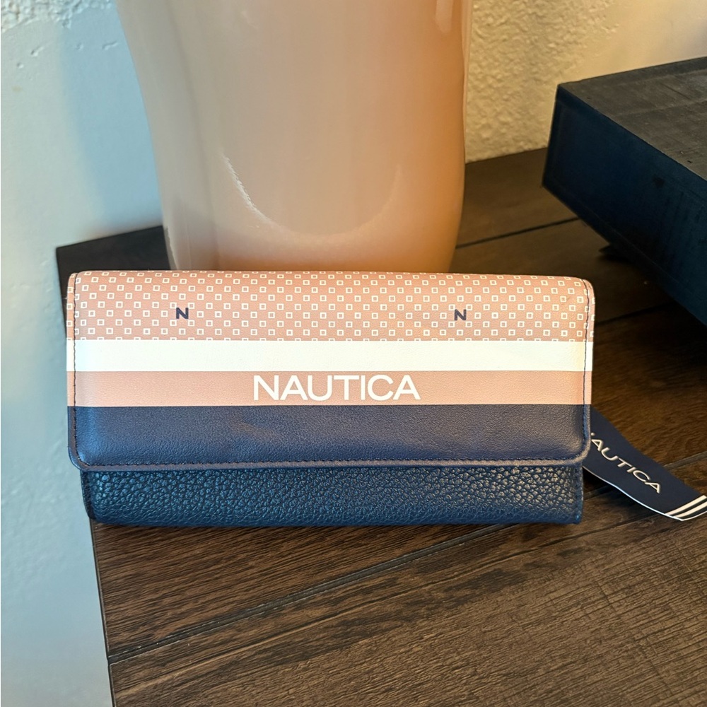 Nautica Cream and Blue Wallet